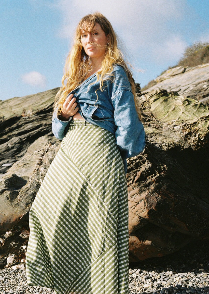 NEW IN • Maxi Wrap Skirt - Gingham Pea