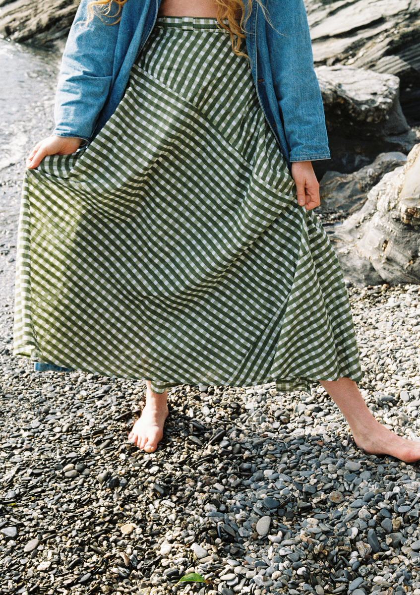 NEW IN • Maxi Wrap Skirt - Gingham Pea