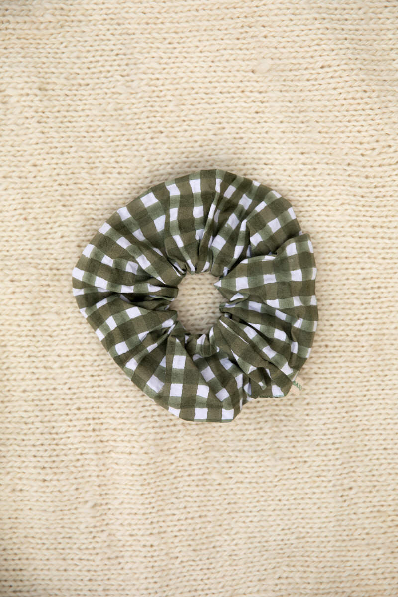 Hair Tie - Gingham Pea ~ Oversized