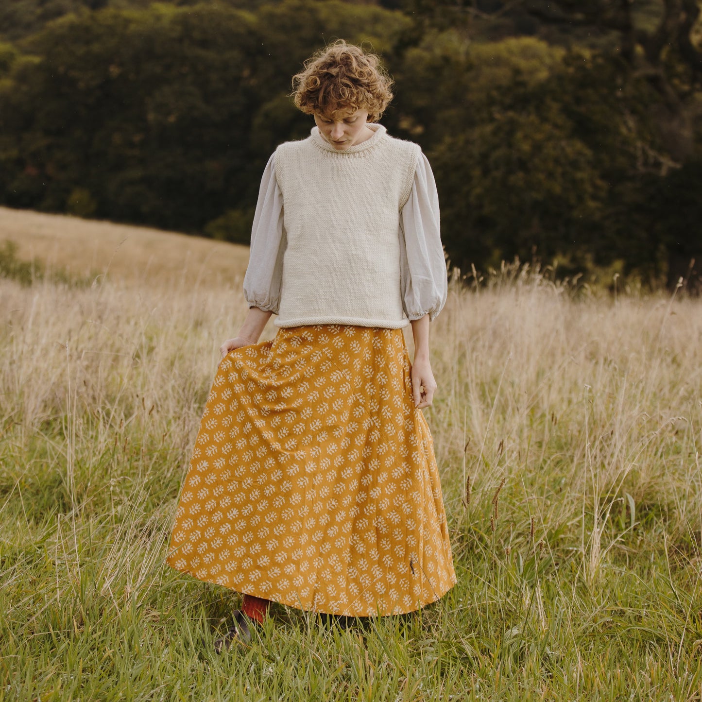 NEW IN • Maxi Wrap Skirt - Sunflower Dabu