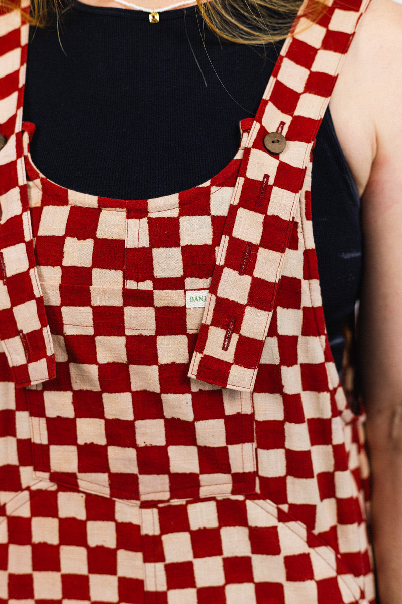 NEW IN • Checkered Dungarees - Clay Red