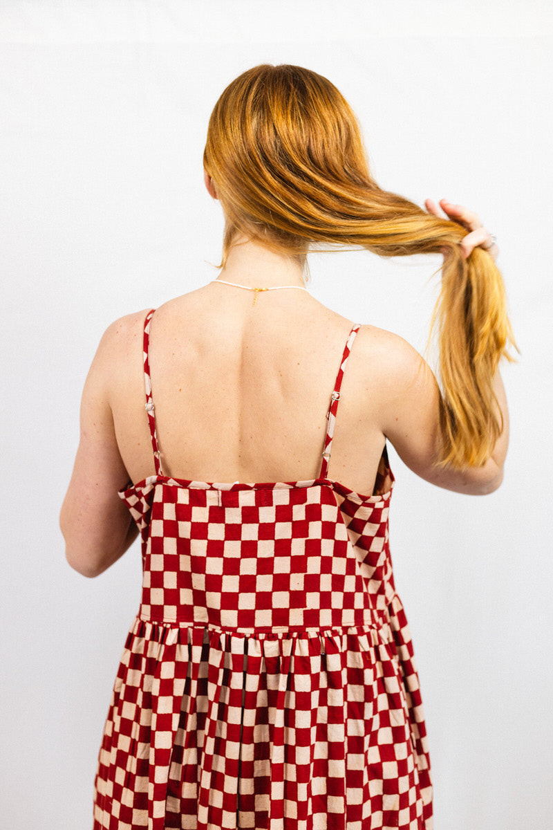 NEW IN • Zennor Midi Dress - Red Checkers