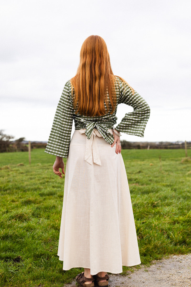 NEW IN • Wrap Top - Gingham Pea