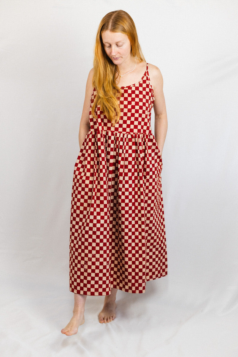 NEW IN • Zennor Midi Dress - Red Checkers