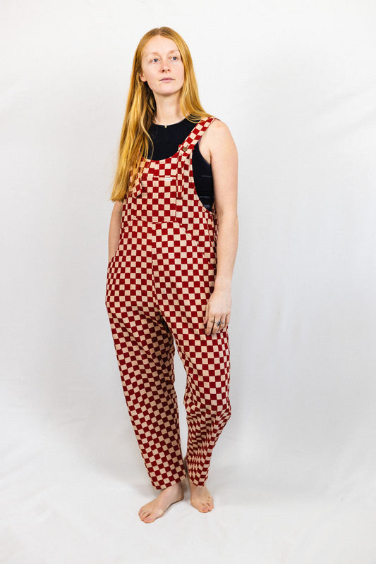 NEW IN • Checkered Dungarees - Clay Red