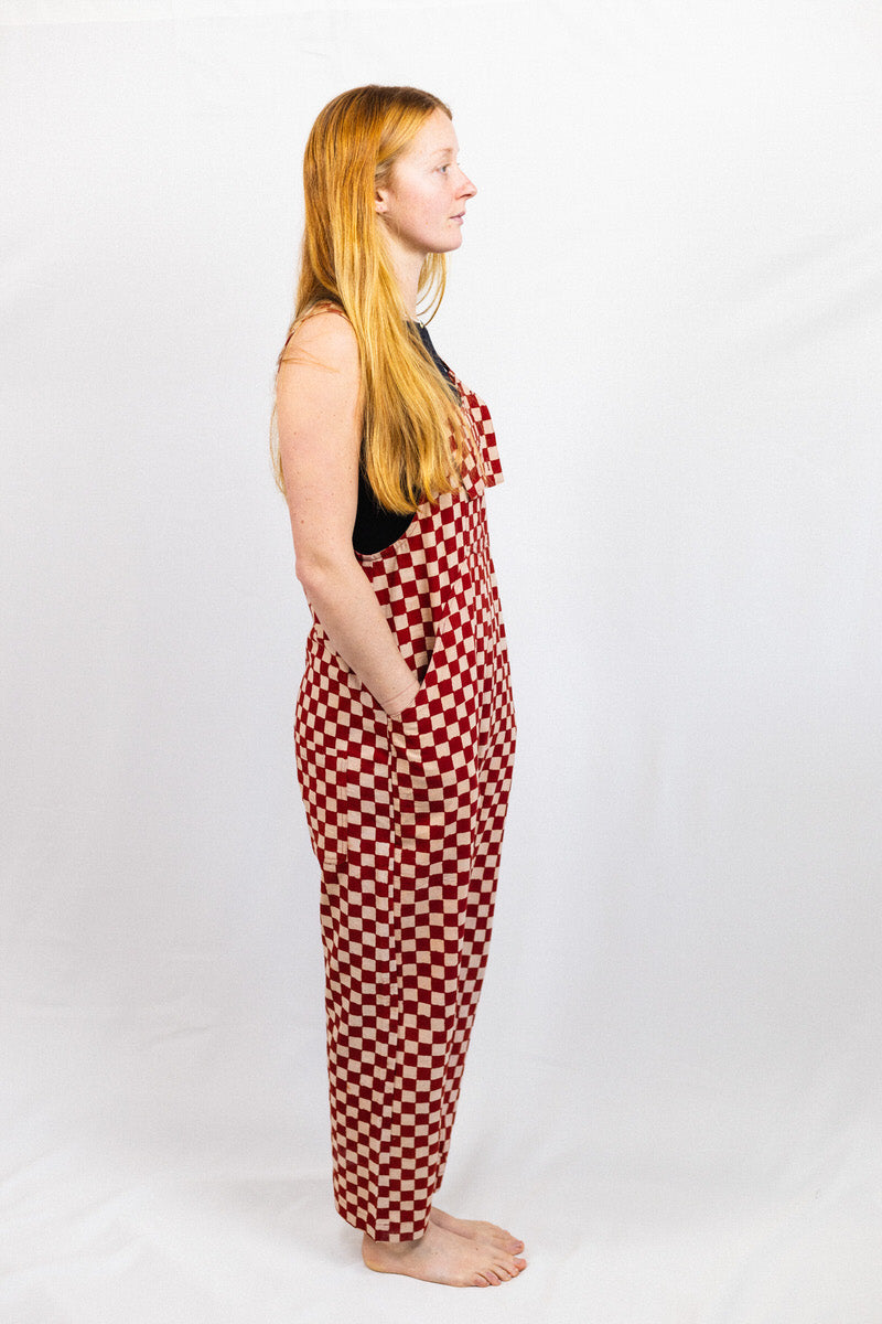 NEW IN • Checkered Dungarees - Clay Red