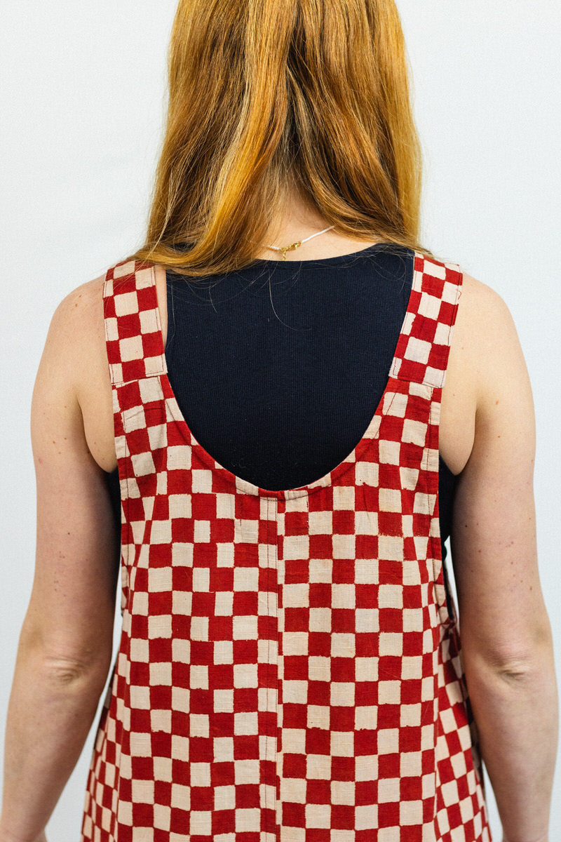 NEW IN • Checkered Dungarees - Clay Red