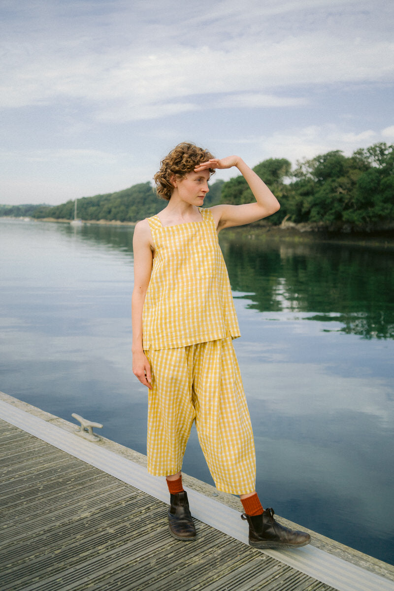 Gingham trousers in lemon