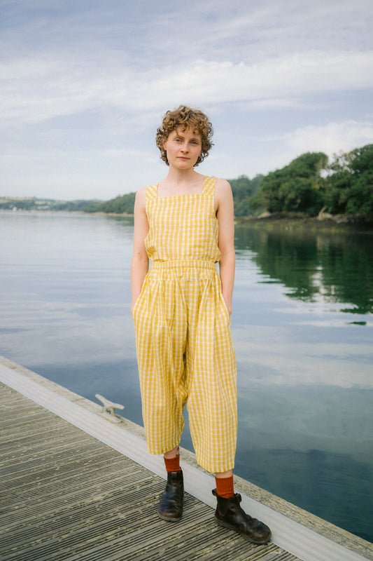 Gingham trousers in lemon