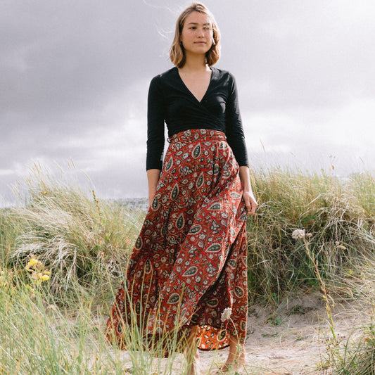 Maxi Wrap Skirt - Paisley Maroon