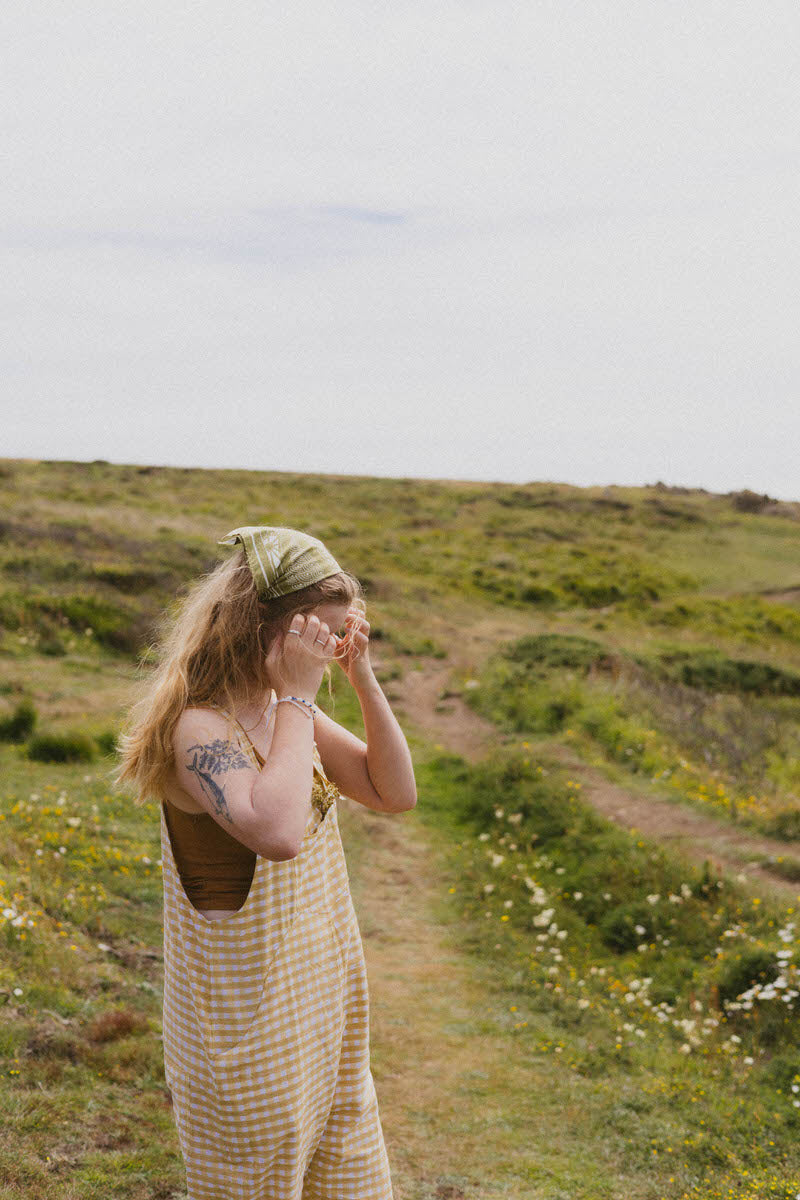 Gingham Dungarees - Lemon