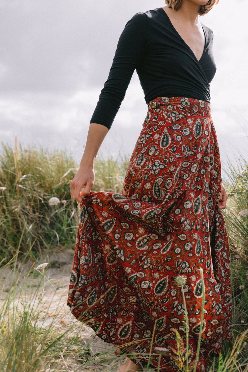 Maxi Wrap Skirt Paisley Maroon