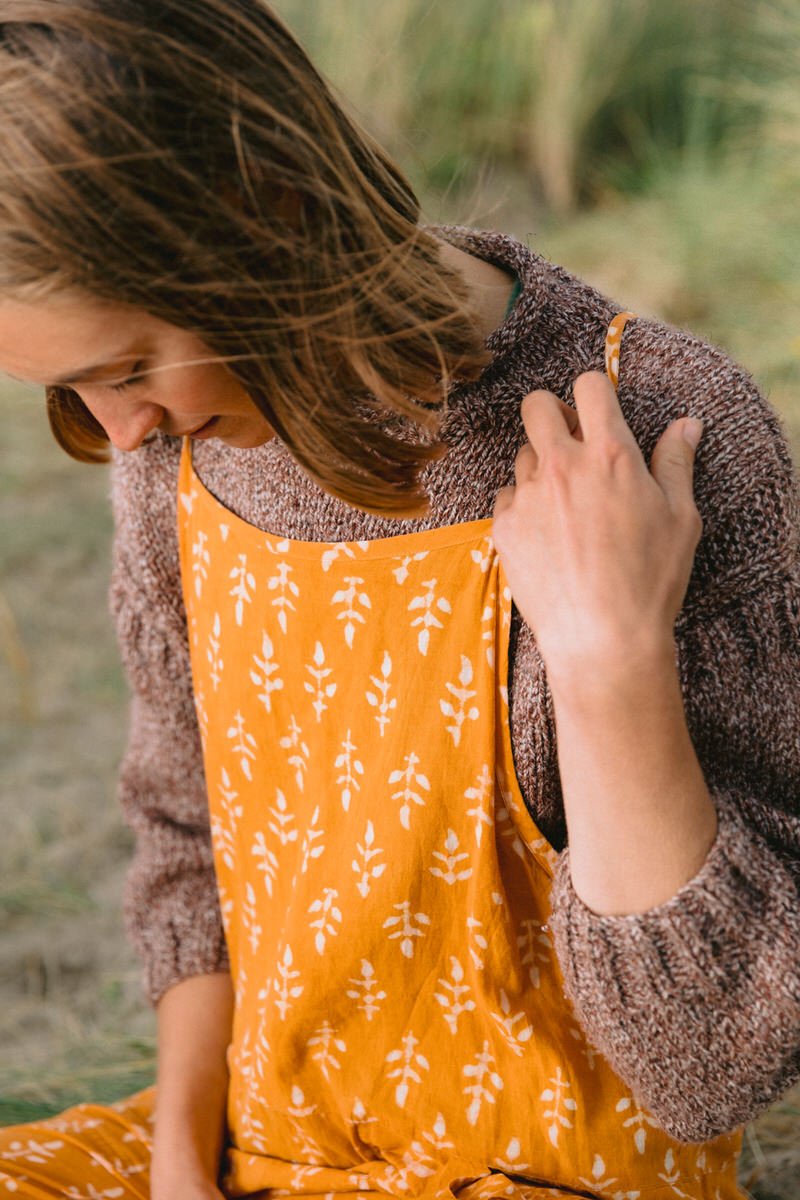 Turmeric Block Print Dungarees